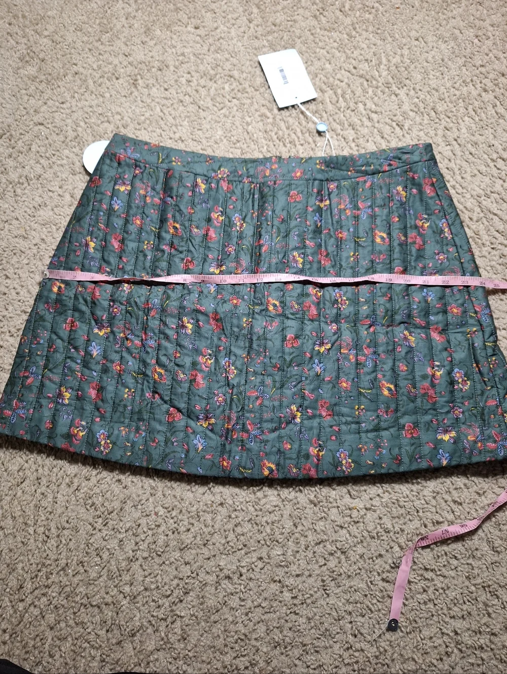 Hill House Home The Olivia Quilted Bottle Green Fleur Floral Mini Skirt Size XXL